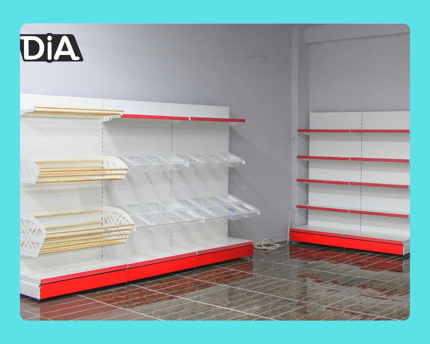 Стеллажи торговые, металлические полки, железная мебель