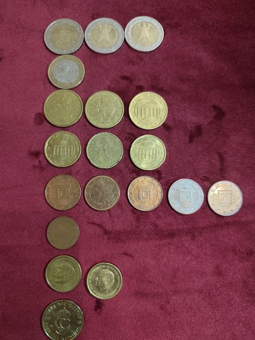 Monede vechi 2€ 10€ 50cent 20cent 2 cent 10Kronor 5Kronor