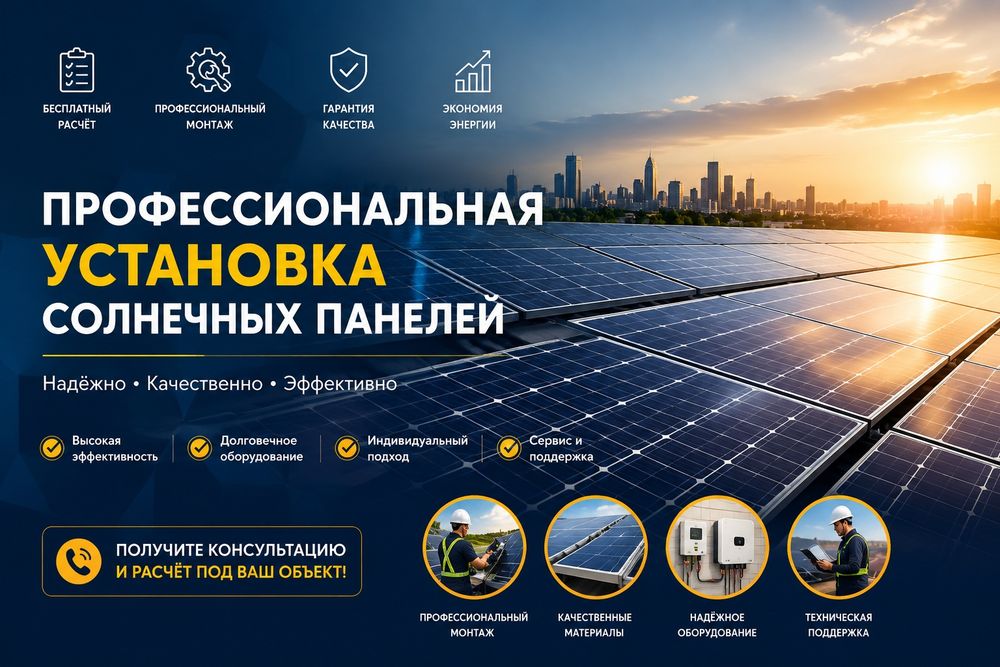 Установка солнечных панелей от инженеров