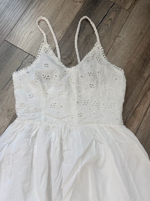 Rochie reserved, lunga alba bumbac, broderie englezeasca