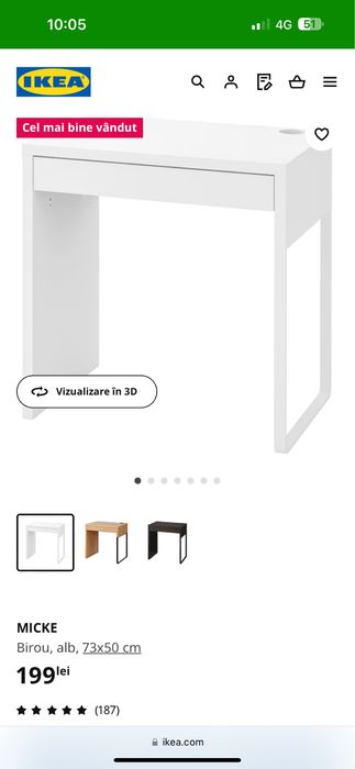 Birou alb Micke ikea