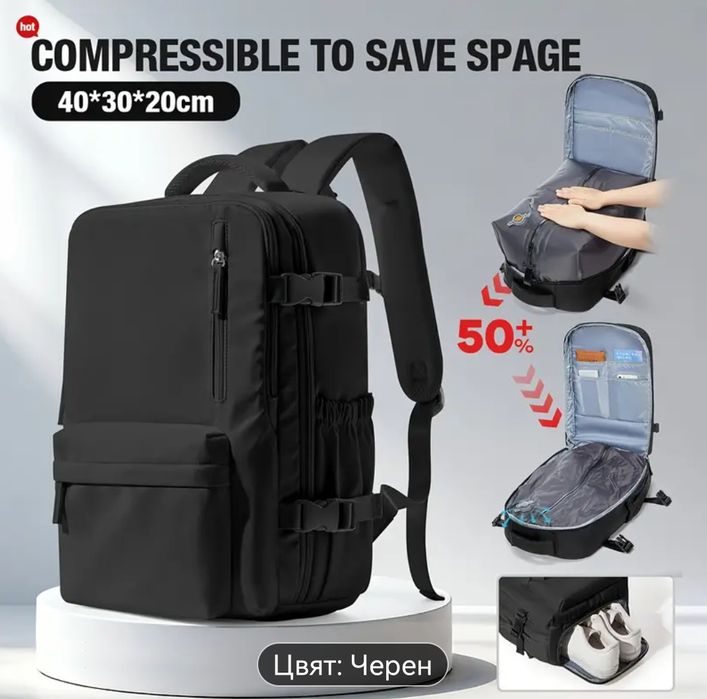 Раница за път с вакумна компресия