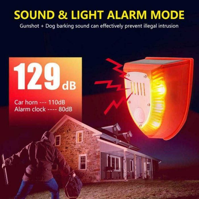 Alarma solara pentru animale, pasari, hoti 129 decibels. Nou ambalata!