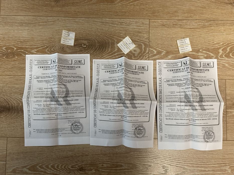Set LED H7 Osram cu certificare RAR