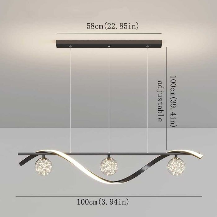 Лампи Nordic Метална лента Висяща лампа ЛЕД LED Димируем полилей Злато