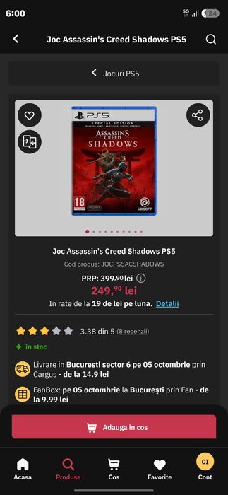 Joc PS5 Assassin's Creed Shadows SIGILAT
