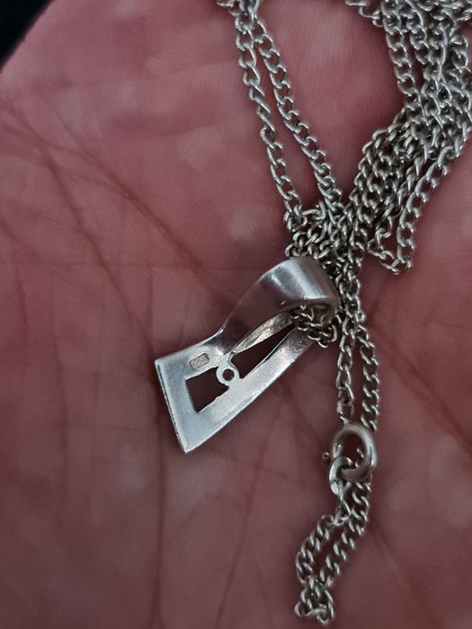 N Lant argint Germania 835,foarte lung 82 cm,pandantiv argint 925