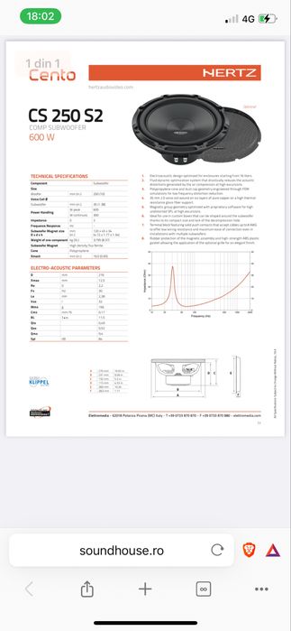 Subwoofer Hertz Cento CS 250 S2 10 inch