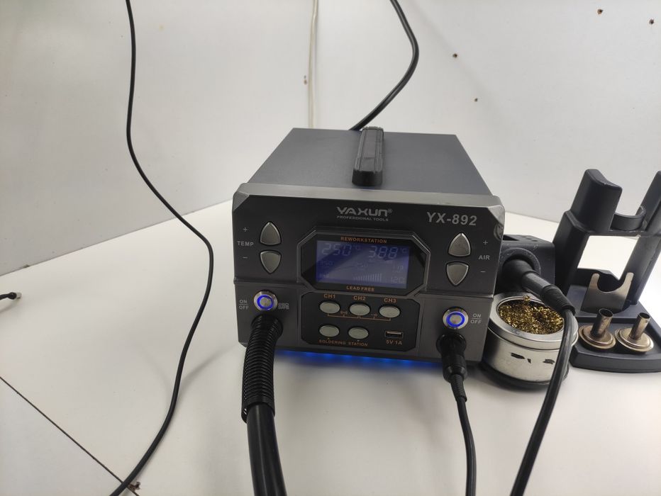 YAXUN YX892 профессиональная 2 в 1, паяльная станция с термофеном
2 в