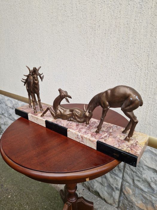 Прекрасна голяма антикварна френска фигура скулптура композиция