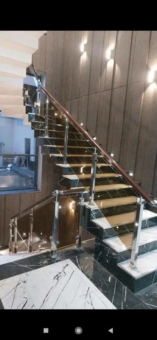 Перила стеклянные нержавейка усталари