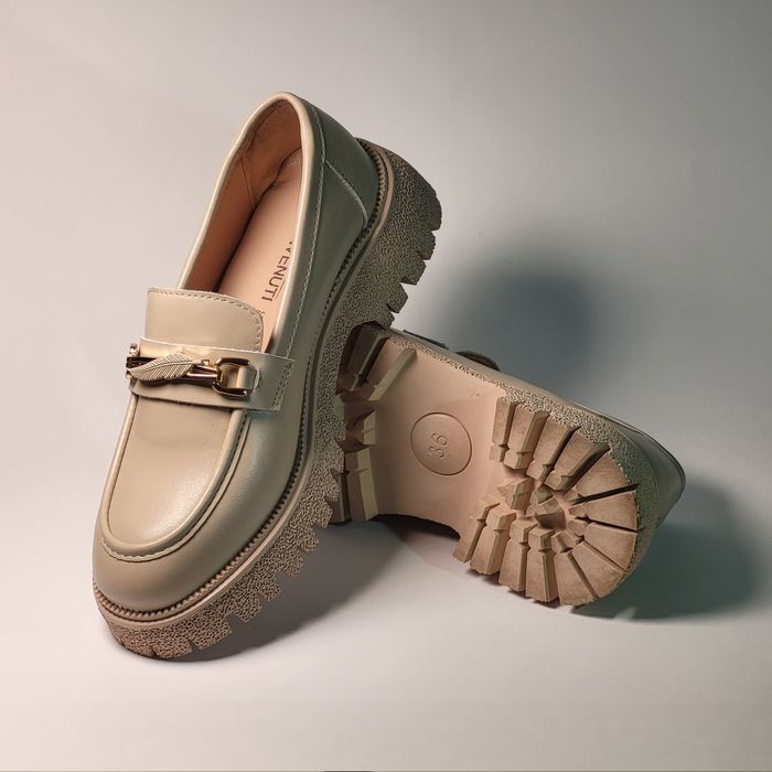 Pantofi de dama, loaferi beige 36