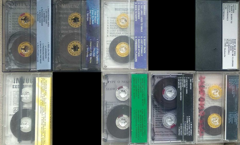 Неофициални аудио касети с метъл (блек, дет) и рок