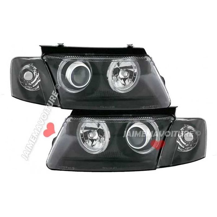 Фарове VW Пасат Б5 96-00г Ейнджъл ДЕПО Нови лупи Затъмнени b5 Passat