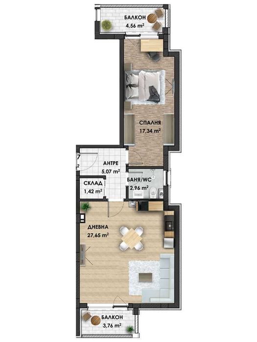 Продава се Двустаен апартамент в Пловдив, Беломорски - 89 кв.м за 950 €/кв.м - Снимка #2