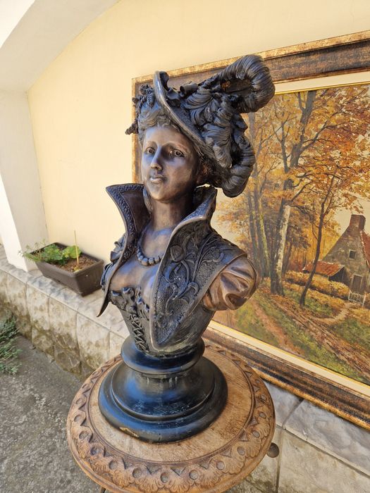 Топ - Уникална антикварна френска бронзова фигура статуетка скулптура