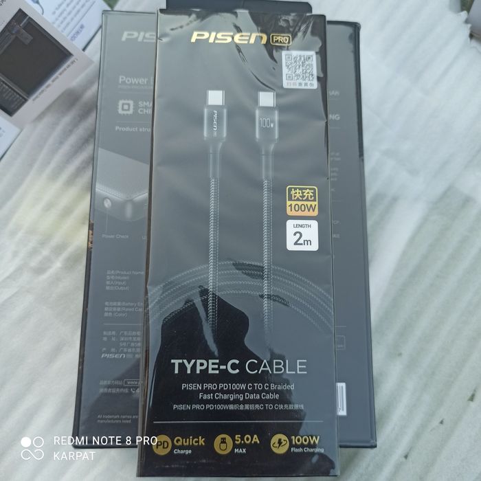 PISEN powerbank 67w. PISEN type-c kabel 100w