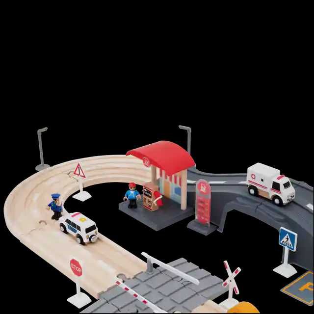 Дървена писта с колички и  аксесоари 41 части от Mini Matters