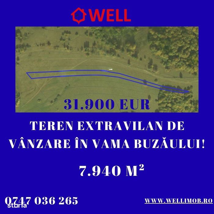 Teren extravilan de vânzare în Vama Buzăului, județul Brașov!