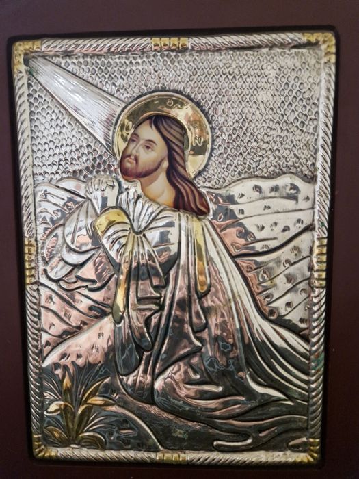 Прекрасна антикварна сребърна икона