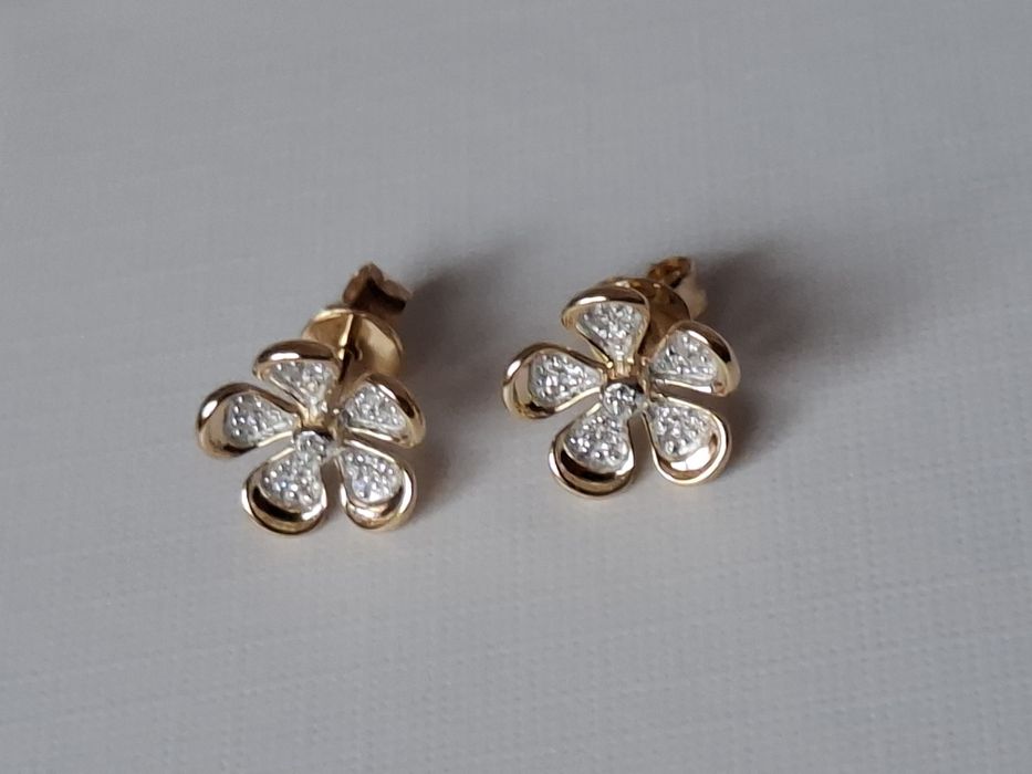 Cercei aur 14k diamante naturale