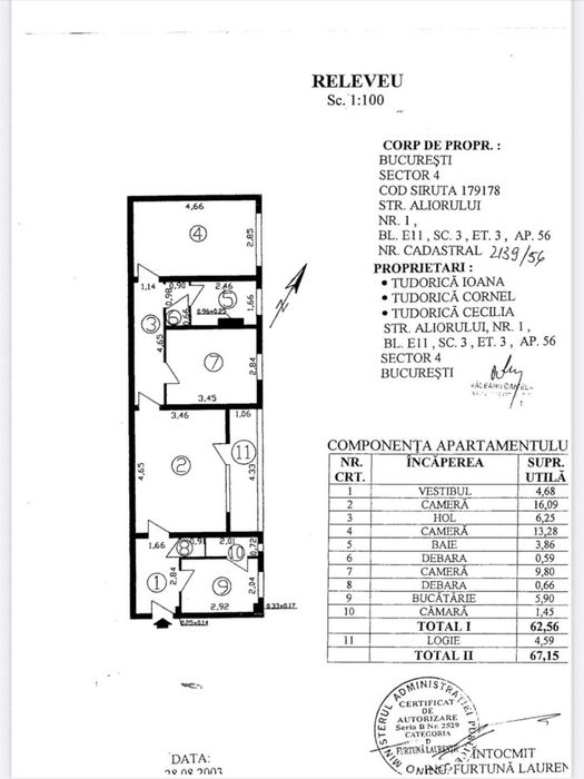Apartament 3 camere centrala proprie