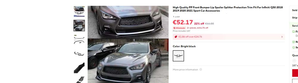 Лип / Lip / спойлер за предна броня Infinity Q50