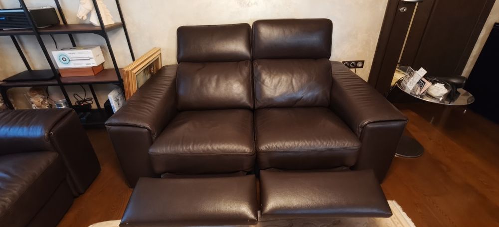 Кожени дивани с релакс механизъм - 2 броя