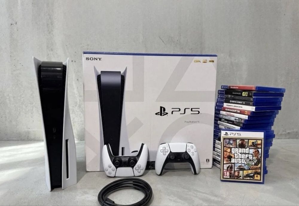 PS5 с коробкой + 2 джойстика + 100 игр. Идеал. Ps5. Пс5. Плэйстэстэйшн