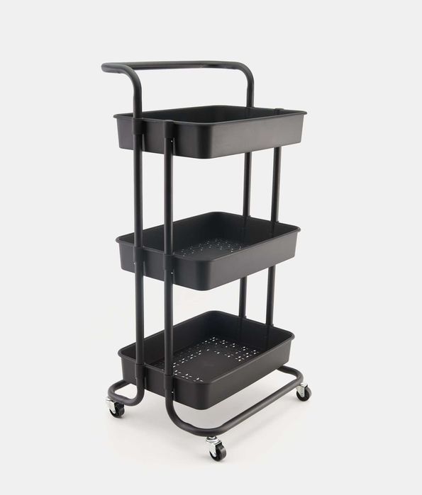 Raft negru plastic 3 rafturi spațioase