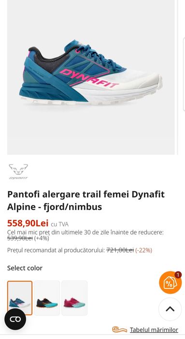 Pantofi alergare Dynafit Alpine Fjord Nimbus Vibram, trail, nr. 39 EU