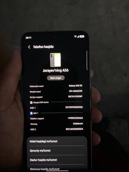Samsung A56 5G iishlashi ideal biroz chetida chaqasi bor xolos