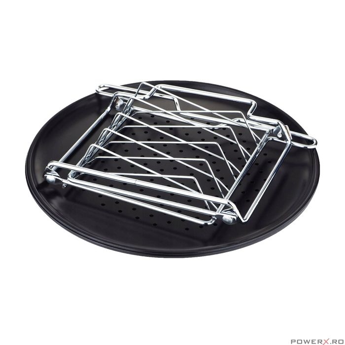 Tava pentru pizza cu strat de marmura, baza din otel, set 4 elemente,