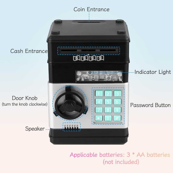 Seif interactiv pentru copii pusculita electronica bancnote si monede