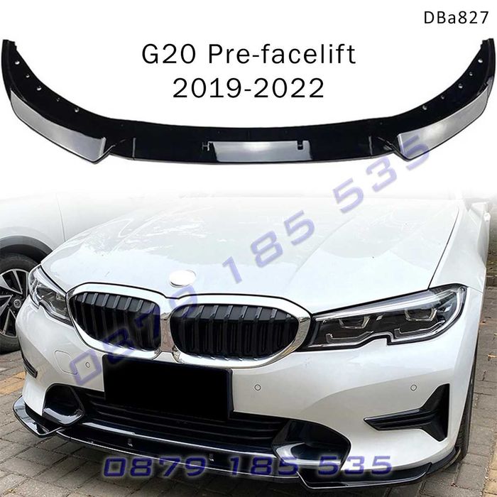 Черен лип спойлер предна броня BMW 3 G20 Pre face 19-22 бмв г20 пре фе