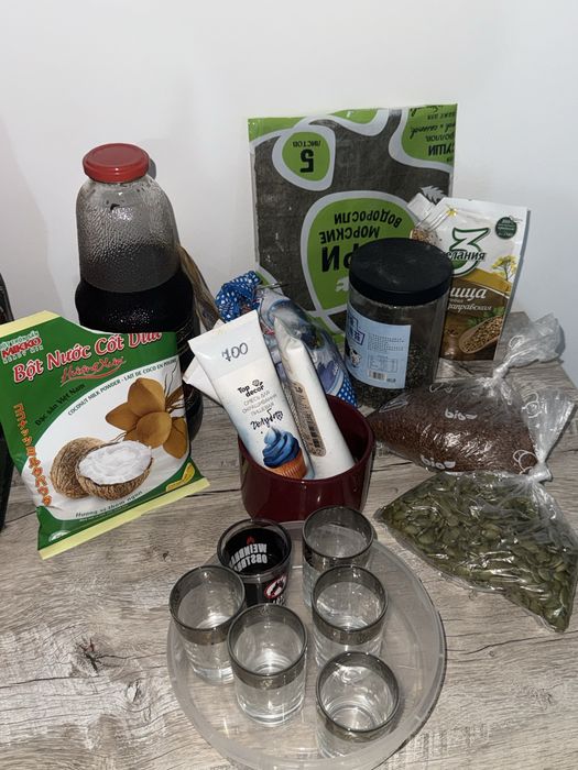 Набор продуктов и посуды 1000тг