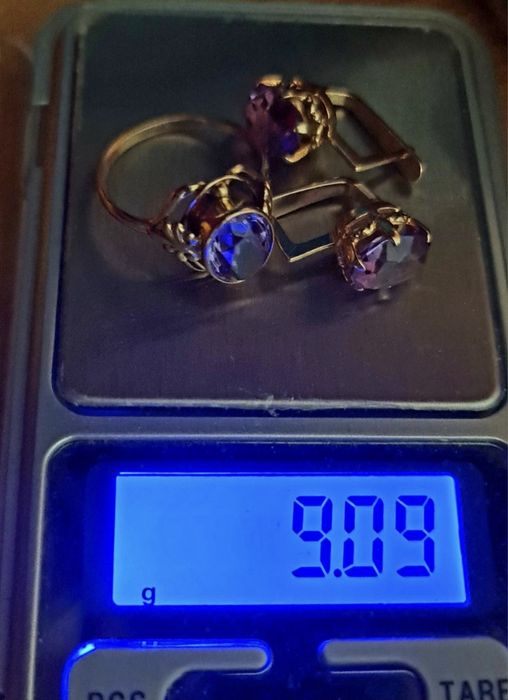 Золотой набор 583 пробы с александритом