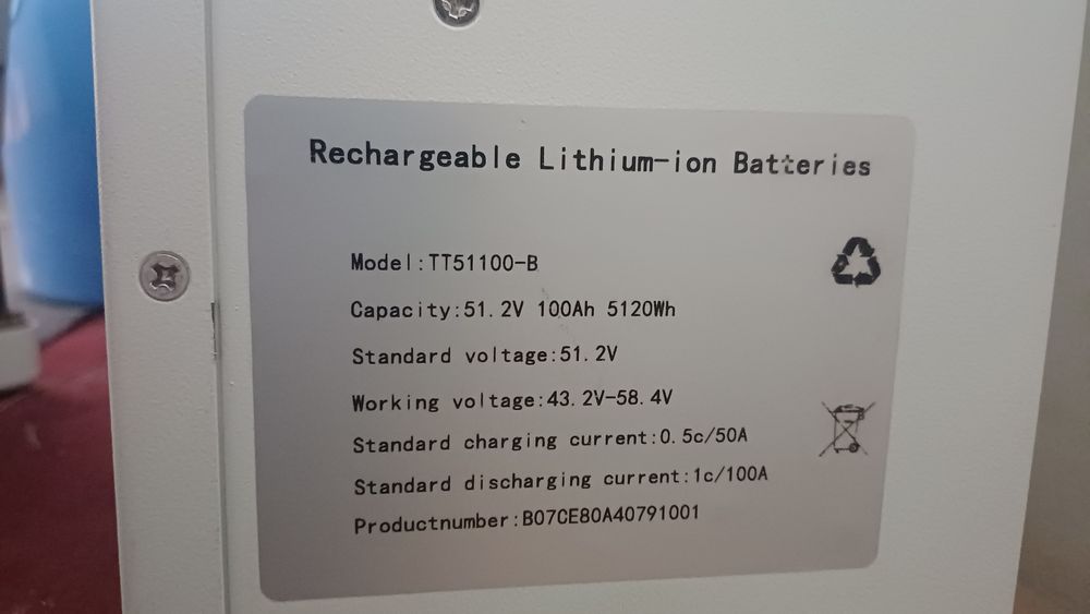 Rechargeable Lithim-ion Batteries model TT511OO-B 120 AmpMPPT BASED HY