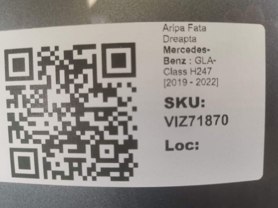 Aripa Fata Dreapta Mercedes-Benz  GLA-Class H247 2019 2020 2021 2022 O