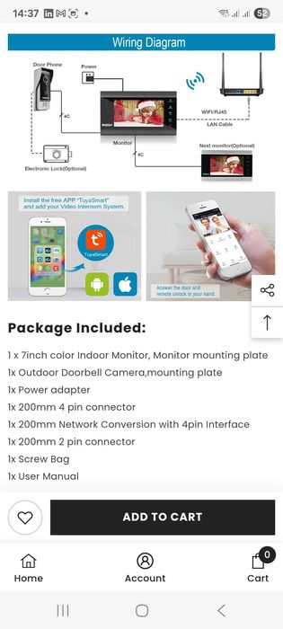 Vand TMEZON Home Intercom System Wireless WiFi Smart IP 7 Inch