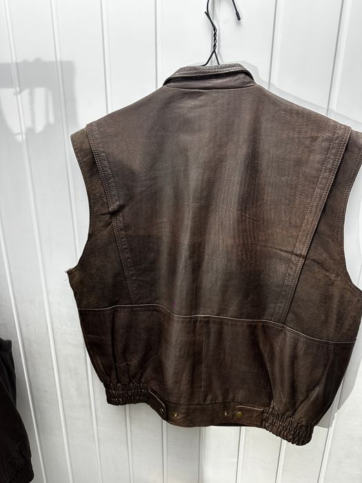 Vesta moto din piele maro XXL fermoar defect