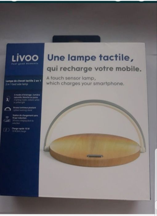 Livoo Lampă de noptieră și încărcător wireless