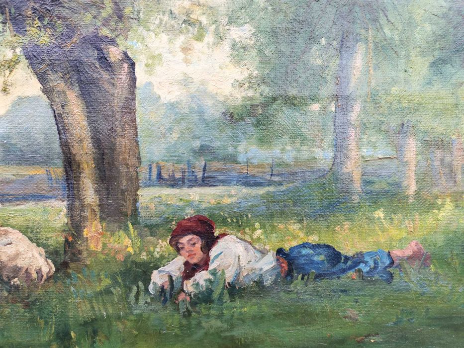 Tablou Sava Henția (1899) – Scenă Pastorală (89x53 cm)
