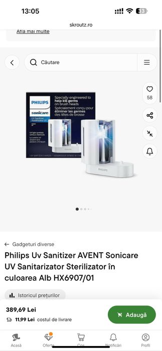 Incarcator philips cu sterilizare uv. Nou negru