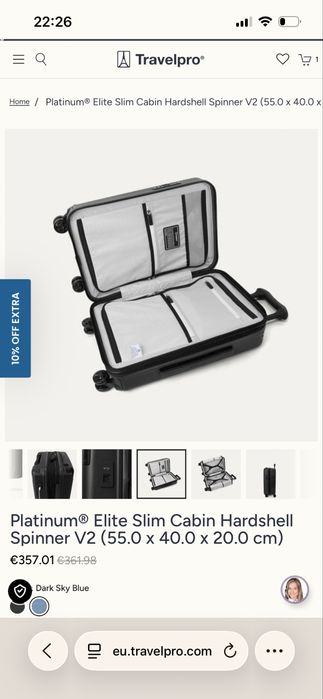 Чисто нов луксозен куфар Travelpro Platinum® Elite Slim Cabin Hardshell Spinner V2