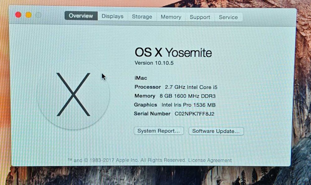 Apple iMac 21.5 A1418 Late 2013 Silver/Core i5/8GB RAM/1TB HDD/Full HD