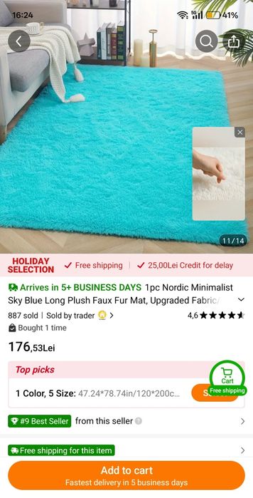 Covor albastru  măsură 200/300 cm