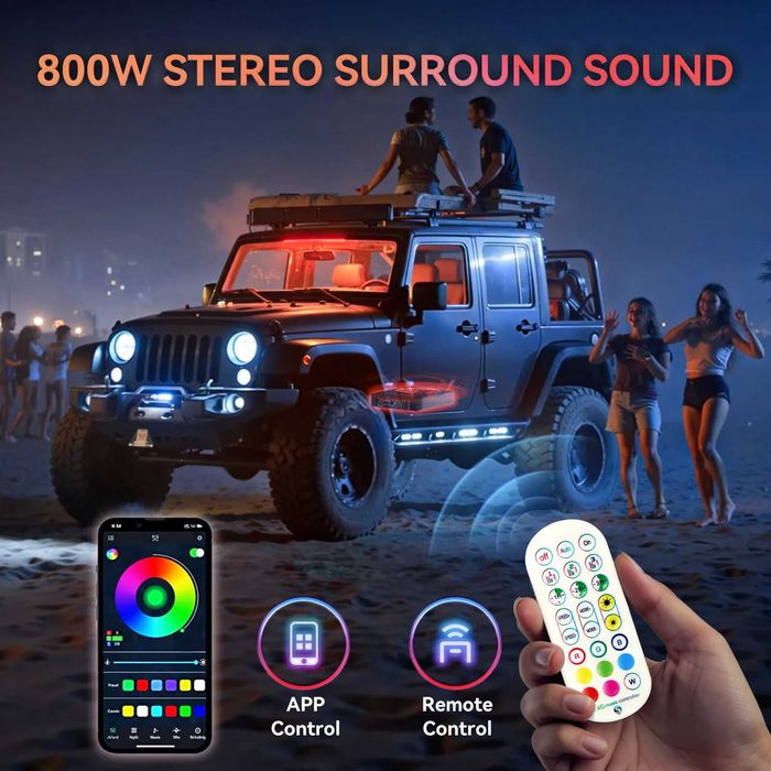 Компактен 10” автомобилен 800W активен субуфер с RGB  и дистанционно