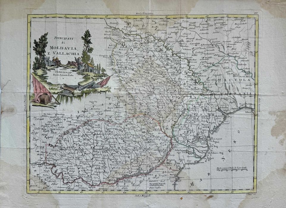 Harta veche Romania / Valahia / Moldova din anul 1798 - ORIGINAL