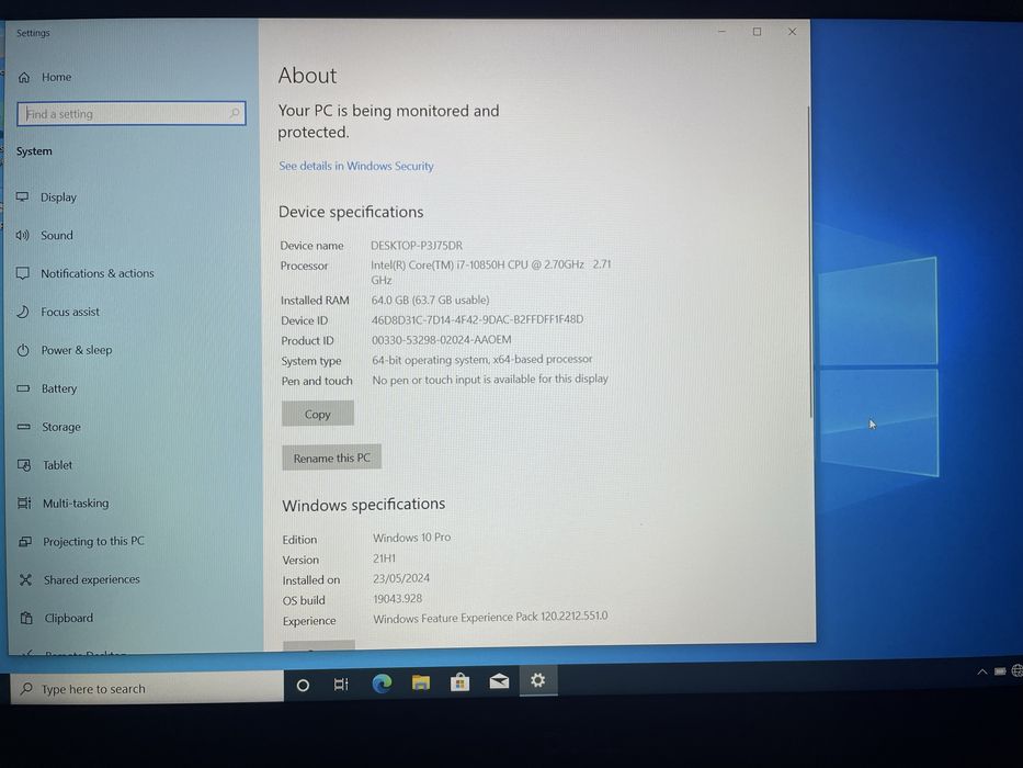 Laptop Dell Precision 7550 i7-10850H 64GB RAM Nvidia Quadro T2000